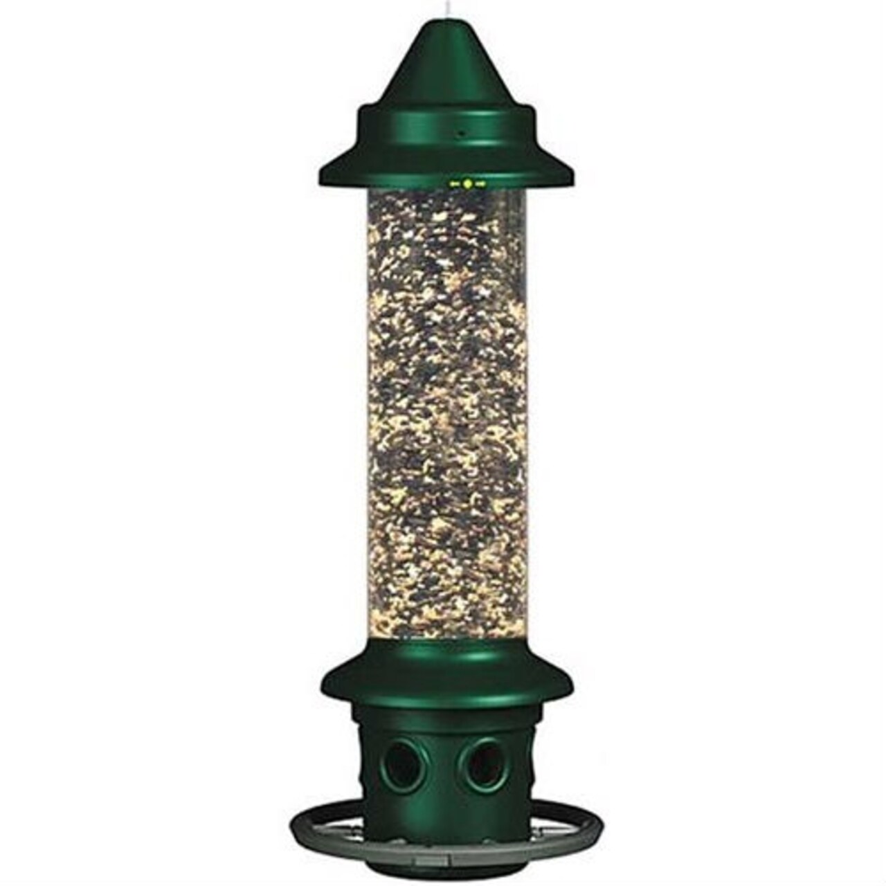 Green Squirrel Proof Bird Feeder with Perch Ring and 3-Quart Seed Capacity